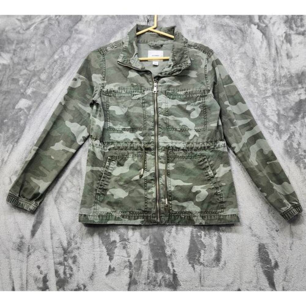 Old Navy Jacket Womens S Green Army Camo Field Full Zip Drawstring Outdoors‎